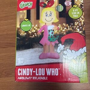 NEW The Grinch Cindy Lou Who Stocking Christmas Airblown Inflatable 5' LED 5ft